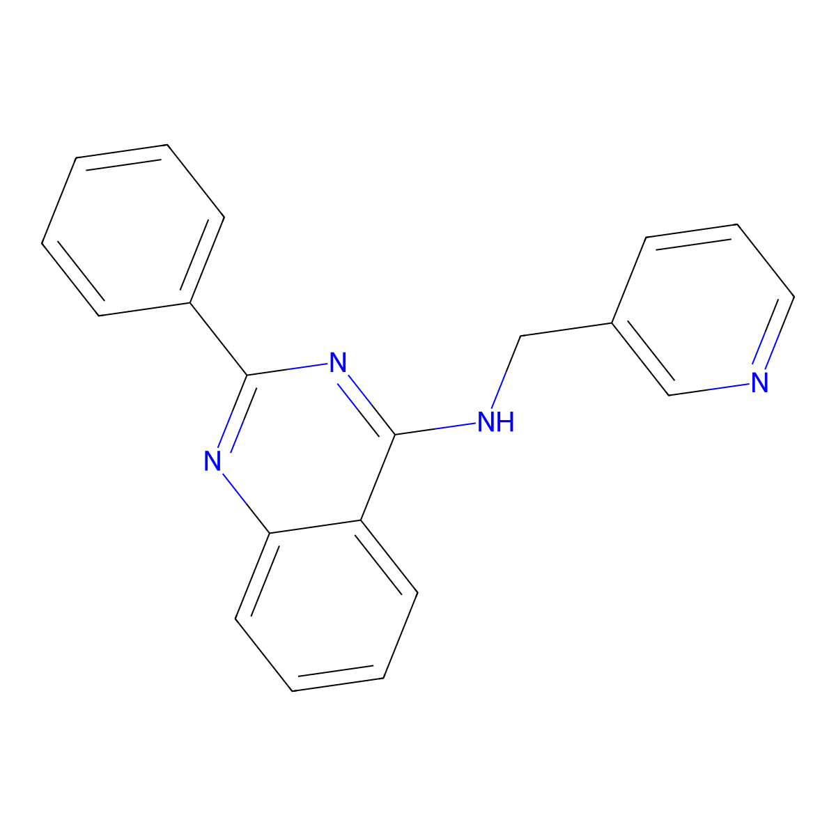 2-phenyl-N-(pyridin-3-ylmethyl)quinazolin-4-amine molecular structure, CAS 166039-38-9