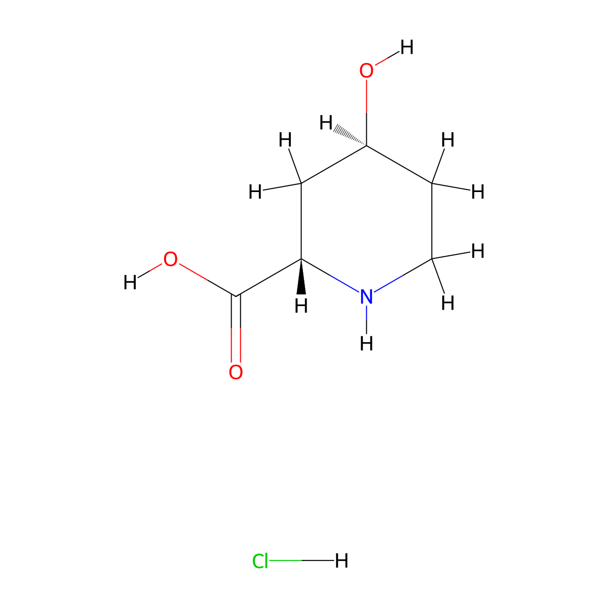 (2S,4S)-4-Hydroxypiperidine-2-carboxylic acid hydrochloride molecular structure, CAS 166042-99-5