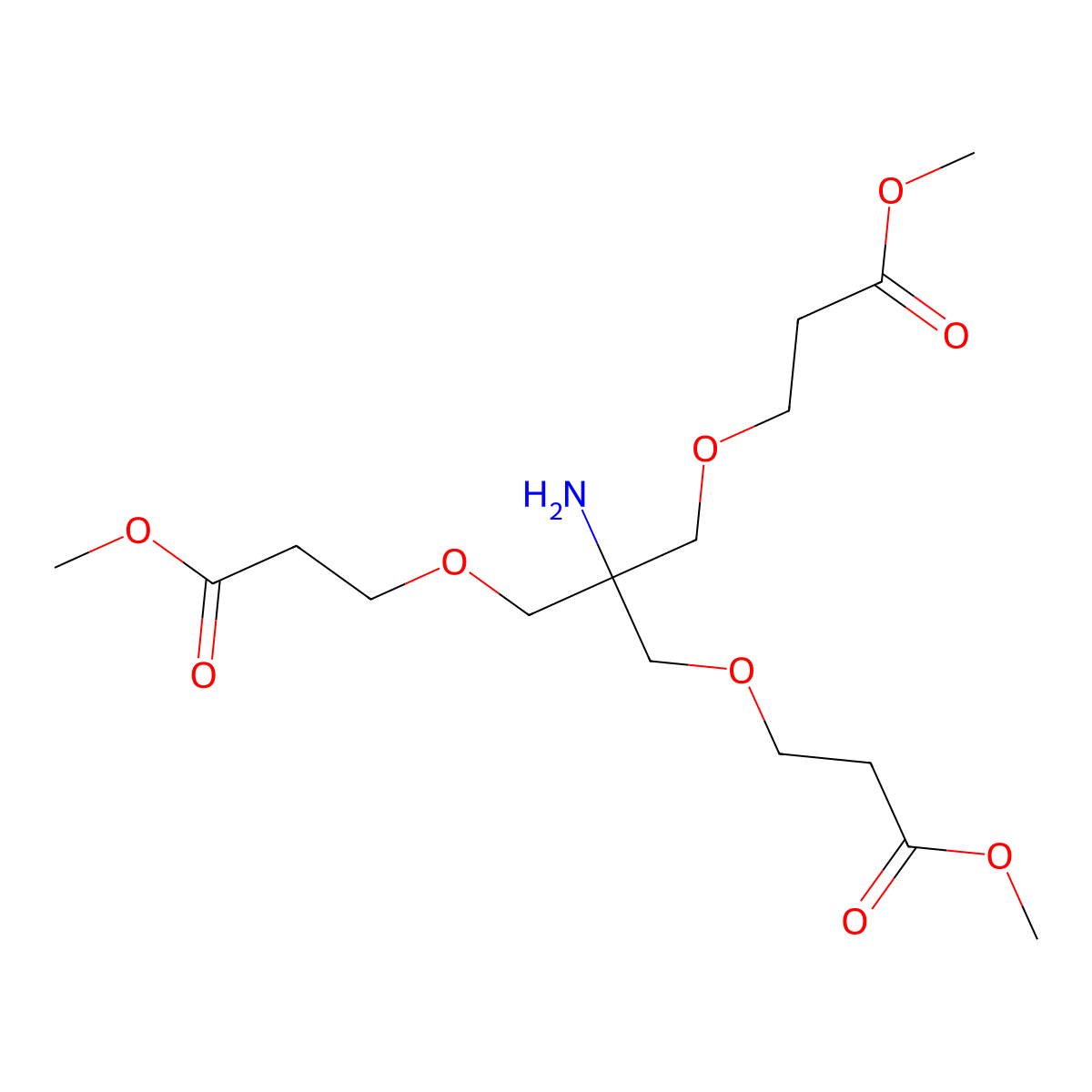 Dimethyl 3,3'-((2-amino-2-((3-methoxy-3-oxopropoxy)methyl)propane-1,3-diyl)bis(oxy))dipropionate molecular structure, CAS 166047-75-2