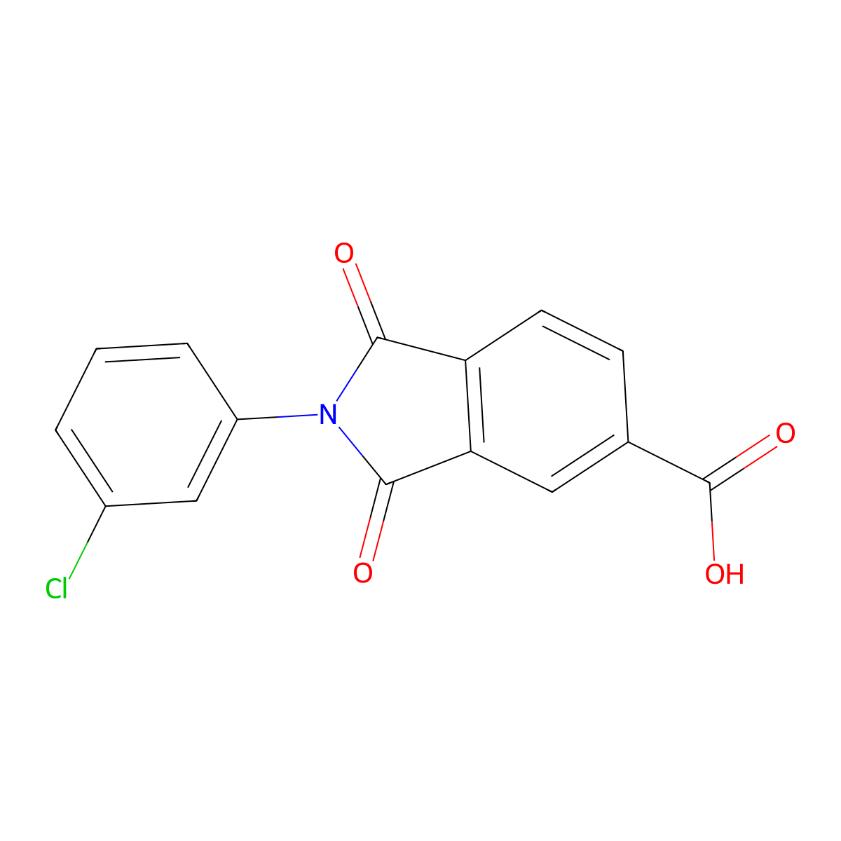 2-(3-Chlorophenyl)-1,3-dioxoisoindoline-5-carboxylic acid molecular structure, CAS 166096-47-5
