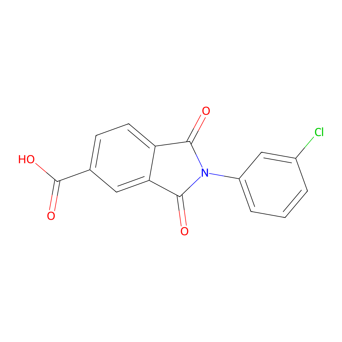 2-(3-Chlorophenyl)-1,3-dioxoisoindoline-5-carboxylic acid molecular structure, CAS 166096-47-5
