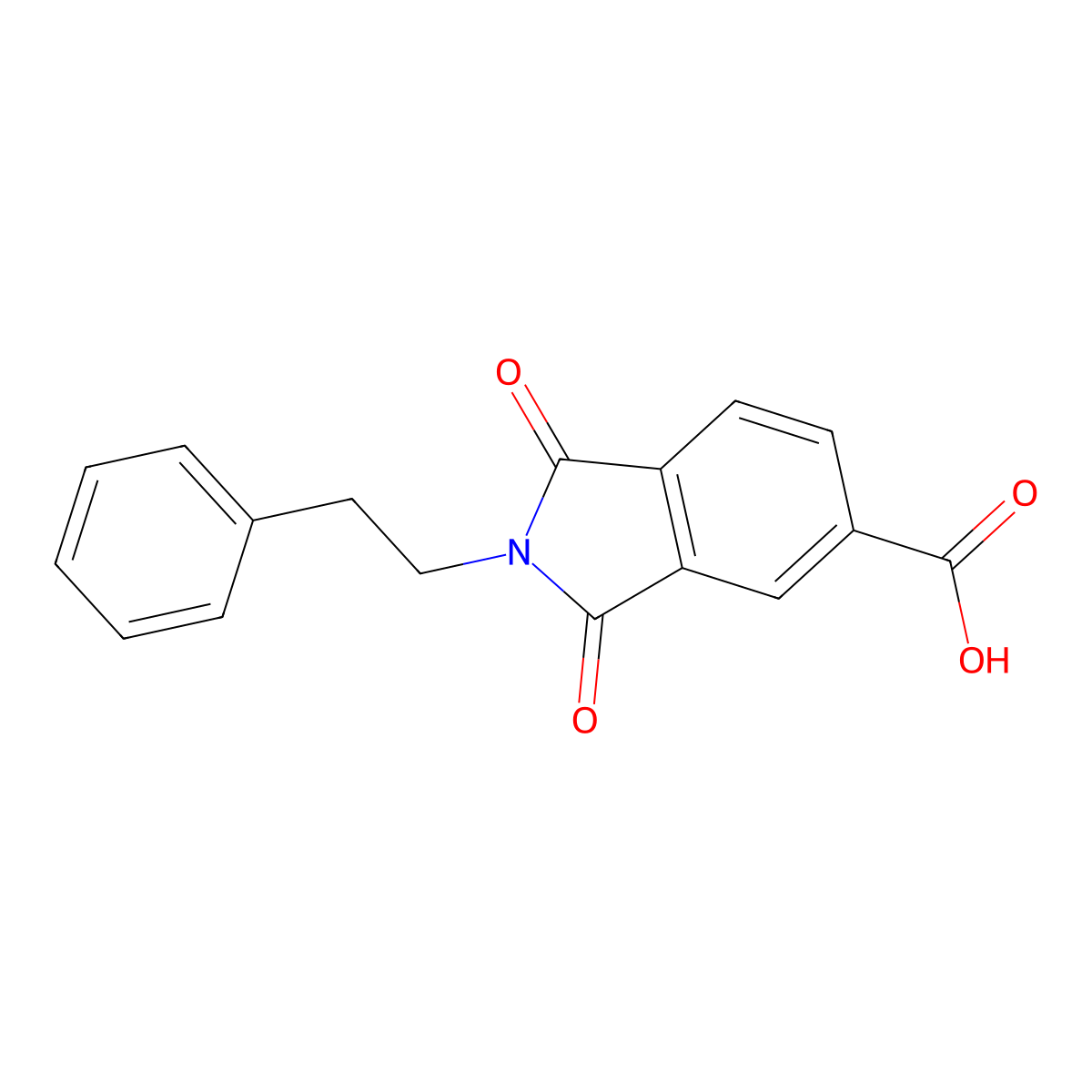 1,3-dioxo-2-(2-phenylethyl)-2,3-dihydro-1H-isoindole-5-carboxylic acid molecular structure, CAS 166096-57-7