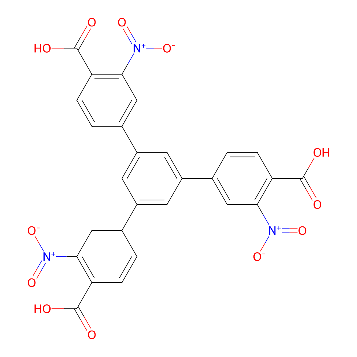 5'-(4-Carboxy-3-nitrophenyl)-3,3''-dinitro-[1,1':3',1''-terphenyl]-4,4''-dicarboxylic acid molecular structure, CAS 1660960-31-5