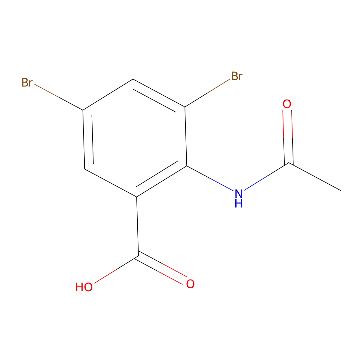 3,5-Dibromo-2-acetamidobenzoic acid molecular structure, CAS 16610-45-0