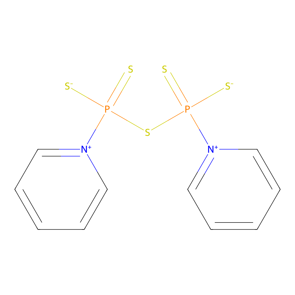 2,4-Bis(pyridin-1-ium-1-yl)-2,4-disulfanylidenediphosphathiane-1,5-diide molecular structure, CAS 16610-51-8