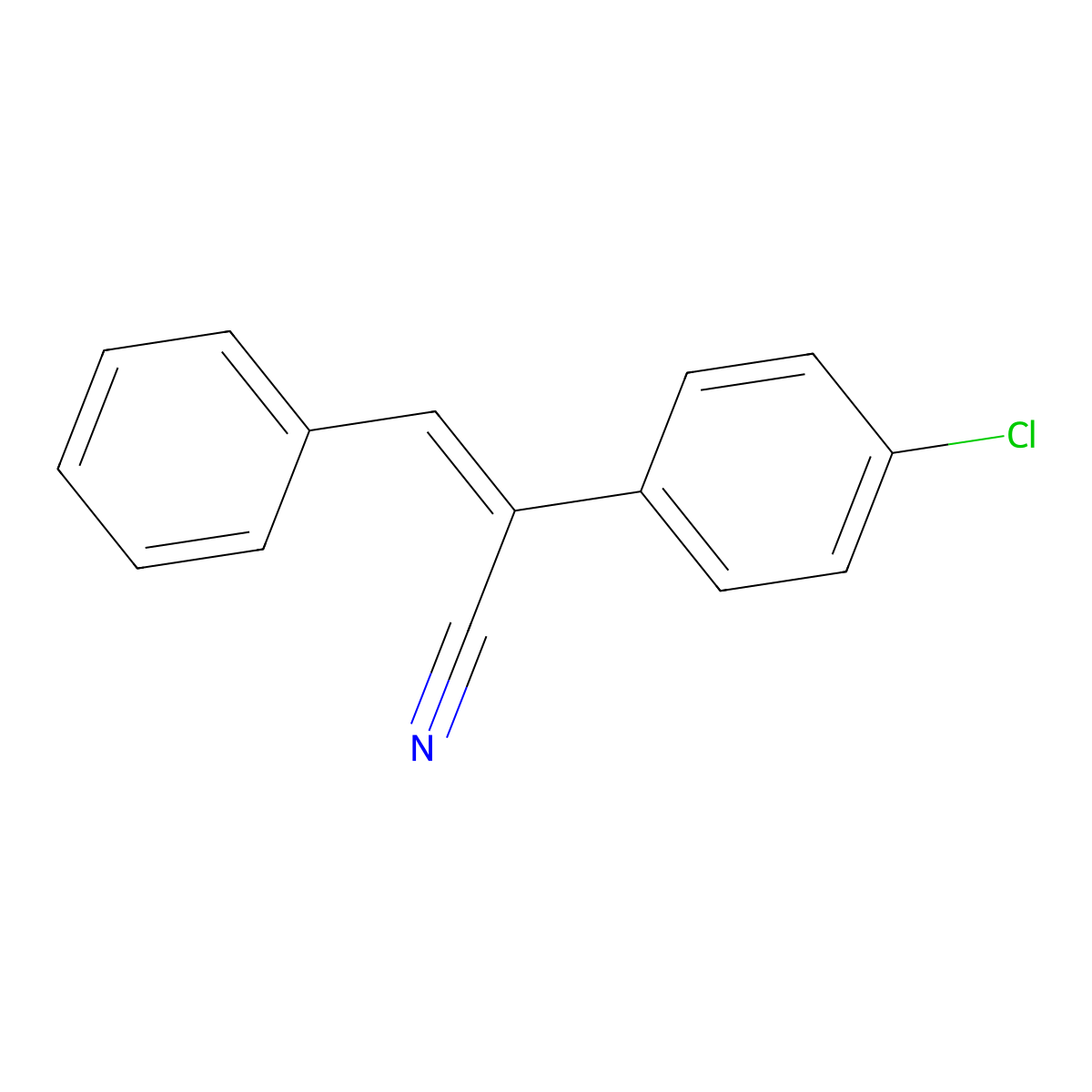 (E)-2-(4-Chlorophenyl)-3-phenylacrylonitrile molecular structure, CAS 16610-81-4