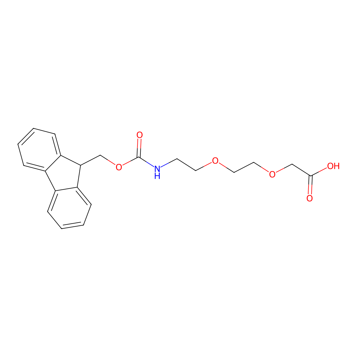 2-(2-(2-((((9H-fluoren-9-yl)methoxy)carbonyl)amino)ethoxy)ethoxy)acetic acid molecular structure, CAS 166108-71-0