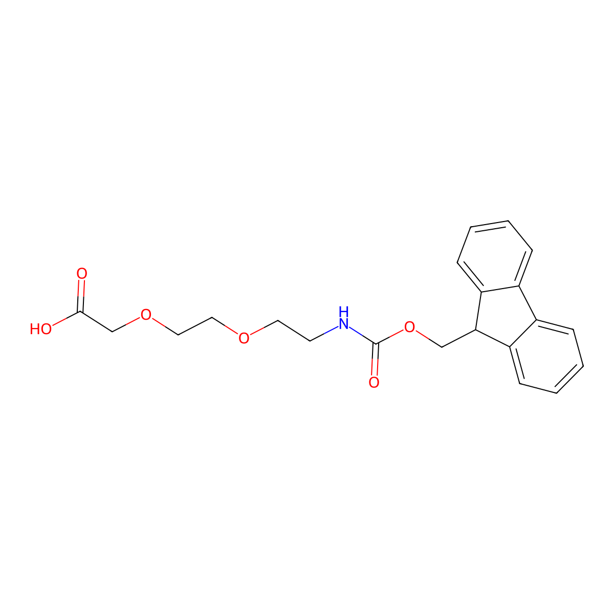 2-(2-(2-((((9H-fluoren-9-yl)methoxy)carbonyl)amino)ethoxy)ethoxy)acetic acid molecular structure, CAS 166108-71-0
