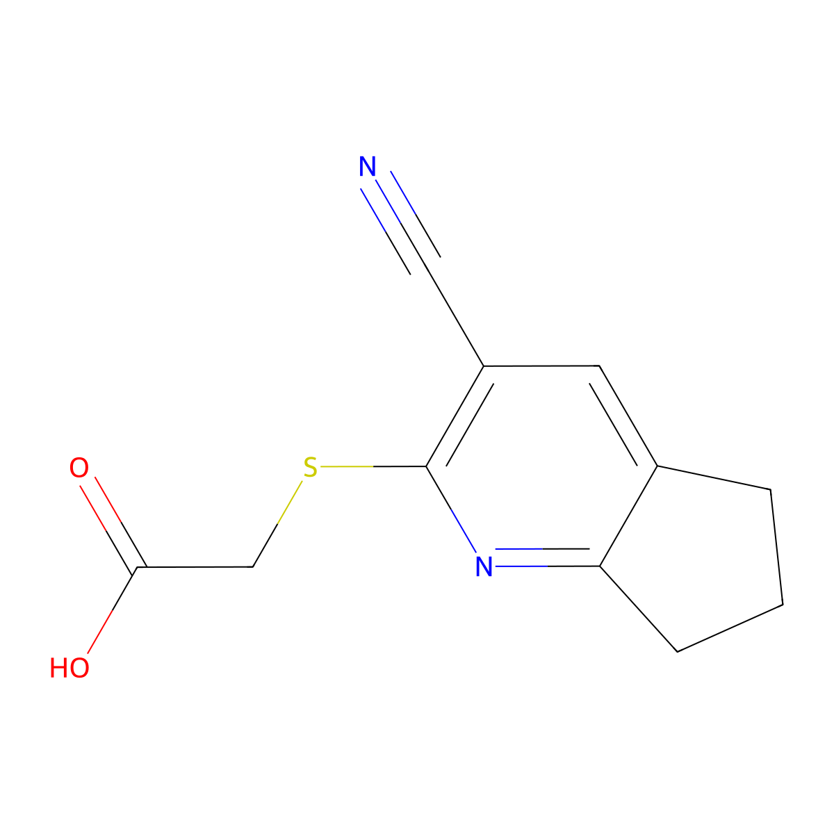 [(3-cyano-6,7-dihydro-5H-cyclopenta[b]pyridin-2-yl)sulfanyl]acetic acid molecular structure, CAS 166113-77-5