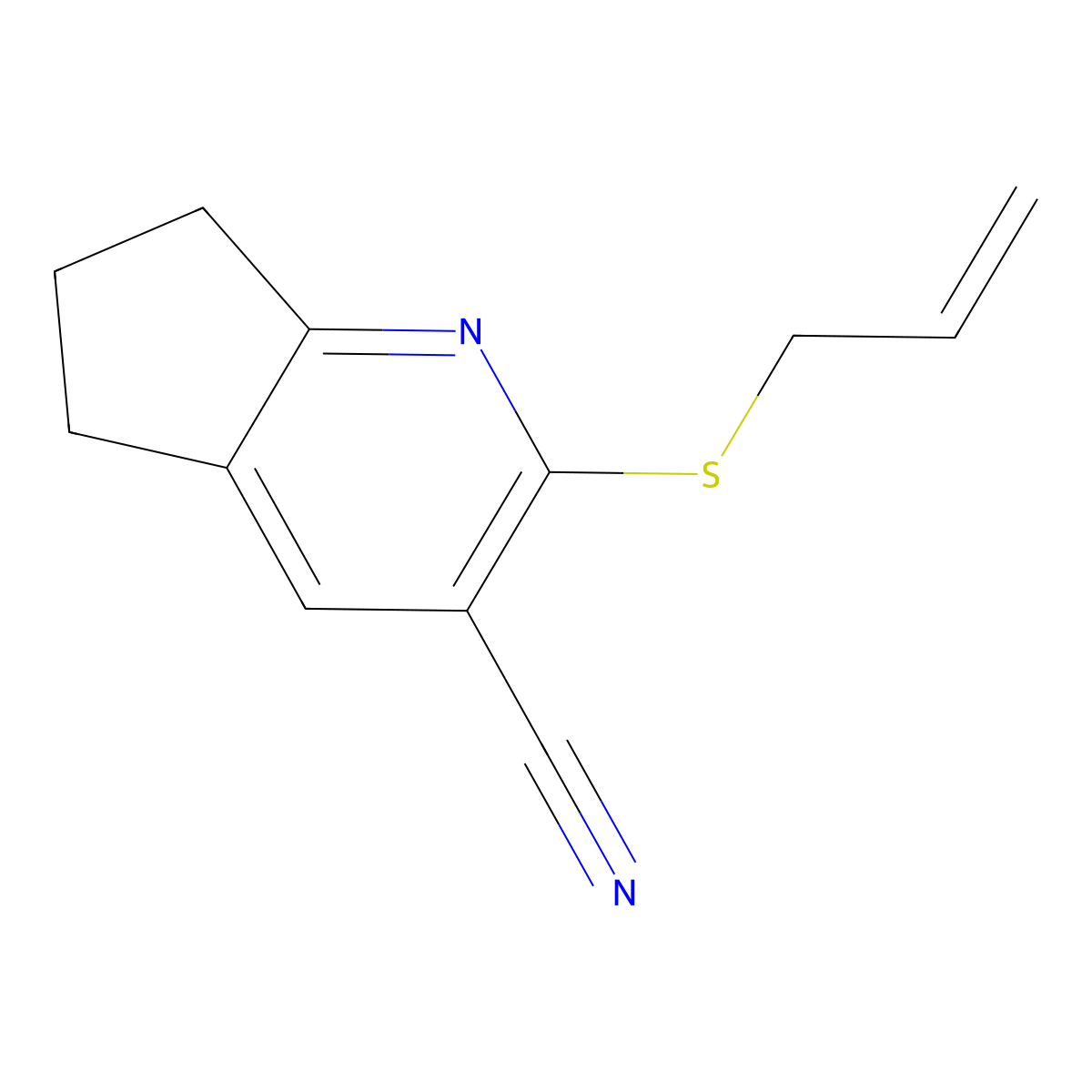 2-prop-2-enylsulfanyl-6,7-dihydro-5H-cyclopenta[b]pyridine-3-carbonitrile molecular structure, CAS 166113-79-7