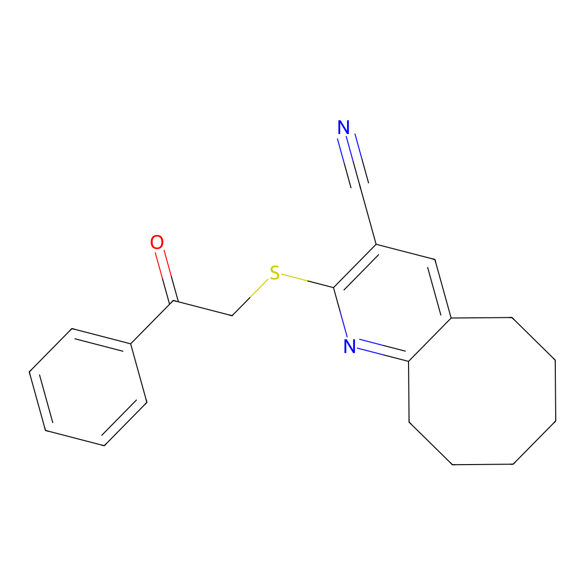 2-[(2-Oxo-2-phenylethyl)sulfanyl]-5,6,7,8,9,10-hexahydrocycloocta[b]pyridine-3-carbonitrile molecular structure, CAS 166113-81-1