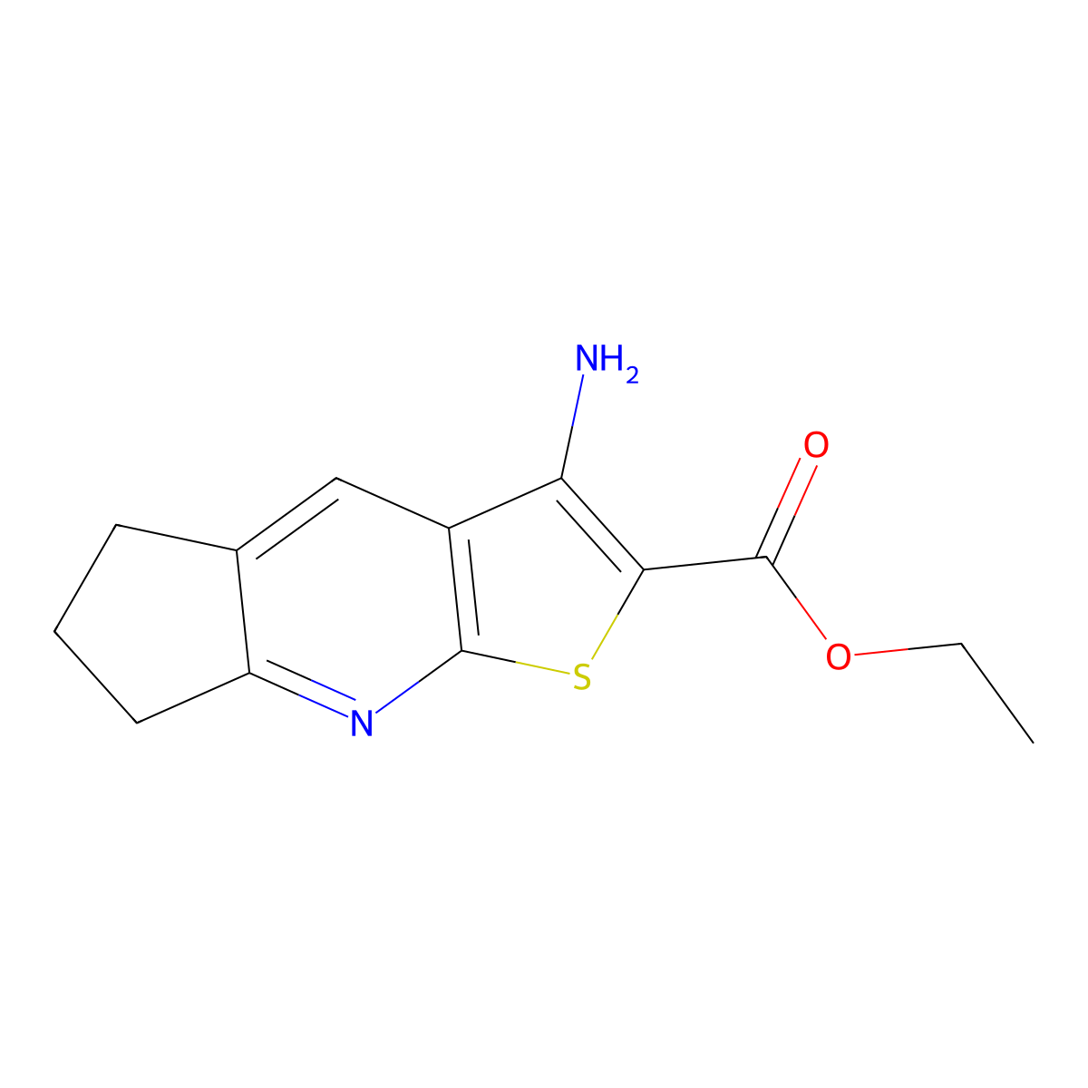 ethyl 3-amino-6,7-dihydro-5H-cyclopenta[b]thieno[3,2-e]pyridine-2-carboxylate molecular structure, CAS 166113-89-9