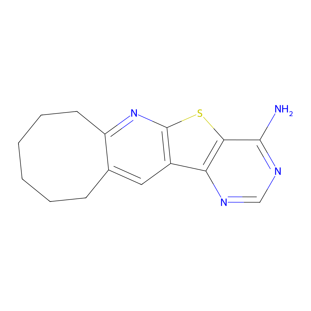 7,8,9,10,11,12-Hexahydrocycloocta[5',6']pyrido[3',2':4,5]thieno[3,2-d]pyrimidin-4-amine molecular structure, CAS 166113-98-0