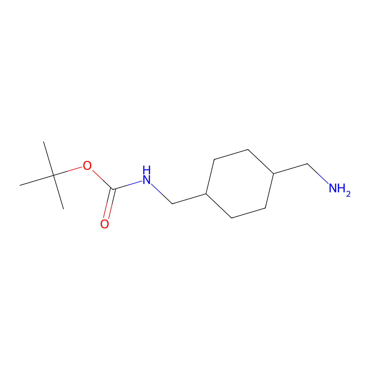tert-butyl N-((4-(aminomethyl)cyclohexyl)methyl)carbamate molecular structure, CAS 166168-16-7