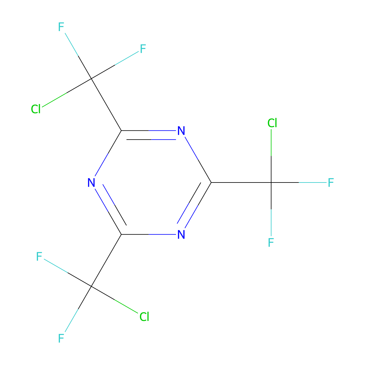 2,4,6-Tris(chlorodifluoromethyl)-1,3,5-triazine molecular structure, CAS 16617-00-8