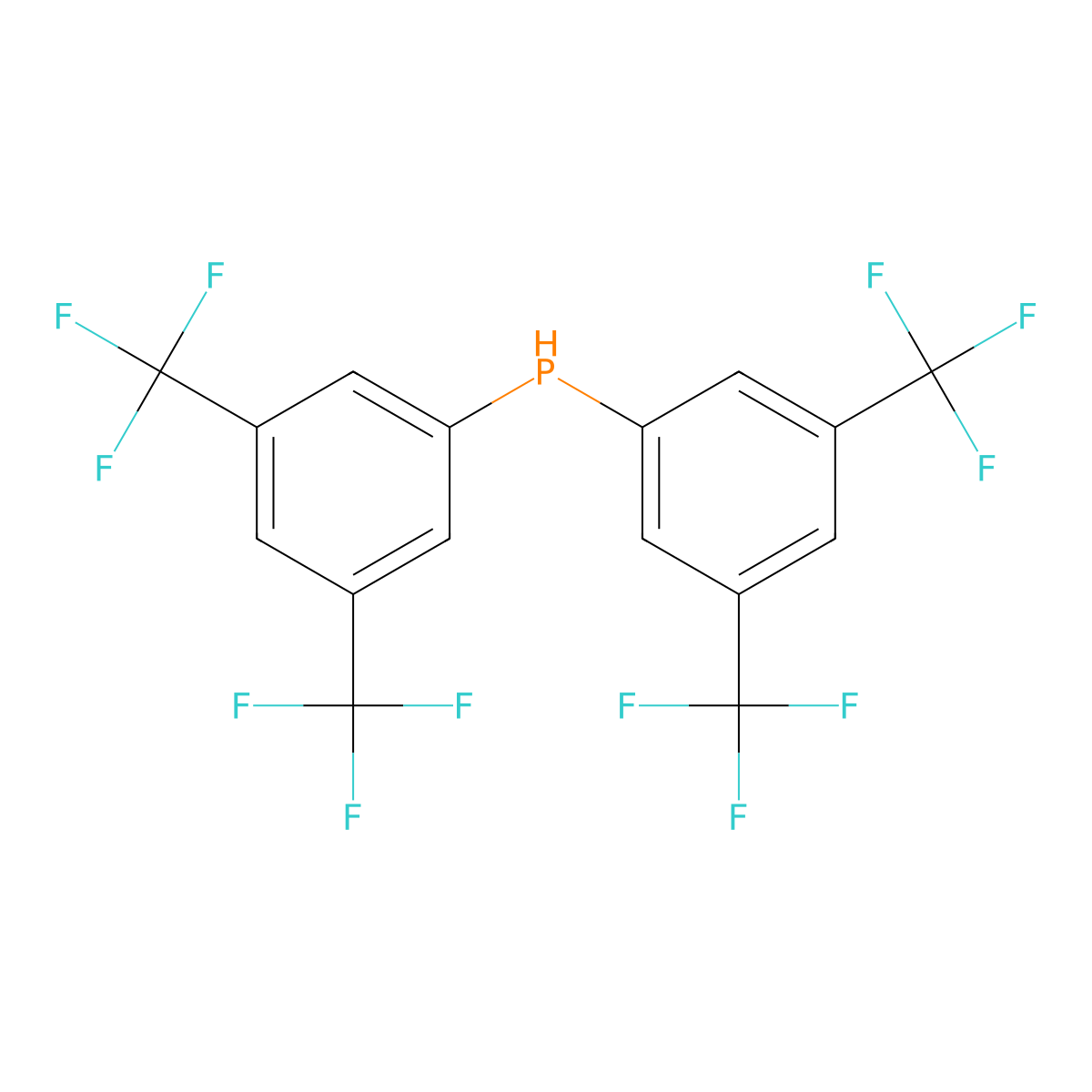 Bis(3,5-di(trifluoromethyl)phenyl)phosphine molecular structure, CAS 166172-69-6