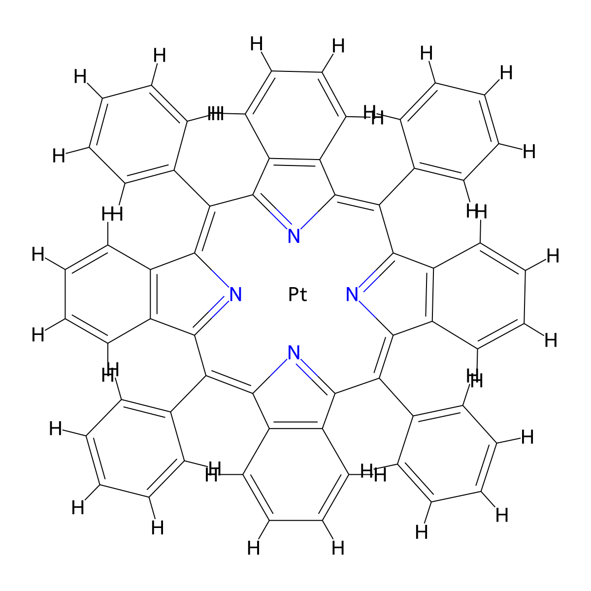 Pt-tetraphenyltetrabenzoporphyrin , Pt(TPBP) molecular structure, CAS 166174-05-6