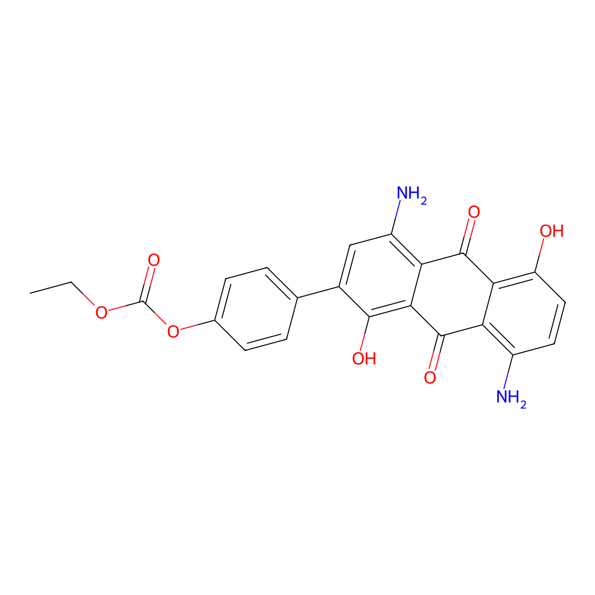 4-(4,8-Diamino-9,10-dihydro-1,5-dihydroxy-9,10-dioxo-2-anthryl)phenyl ethyl carbonate molecular structure, CAS 16618-09-0