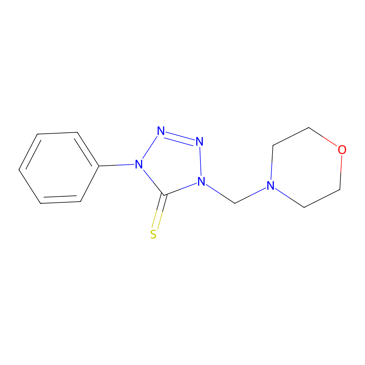 1-(Morpholin-4-ylmethyl)-4-phenyltetrazole-5-thione molecular structure, CAS 16618-42-1