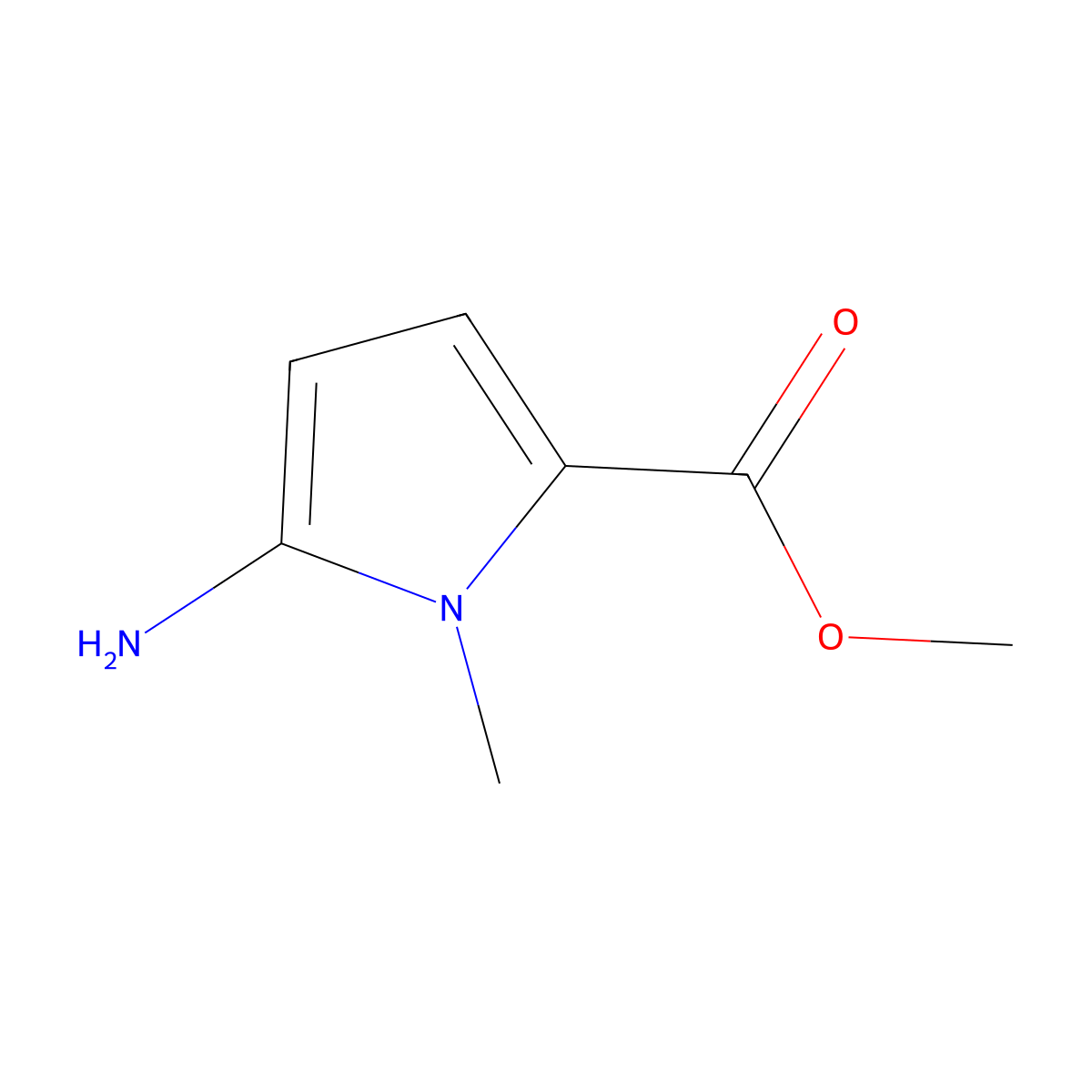 methyl 5-amino-1-methyl-1H-pyrrole-2-carboxylate molecular structure, CAS 166182-90-7