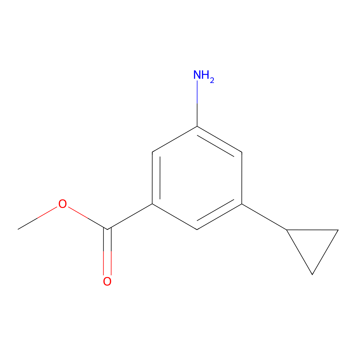 Methyl 3-amino-5-cyclopropylbenzoate molecular structure, CAS 1661875-65-5