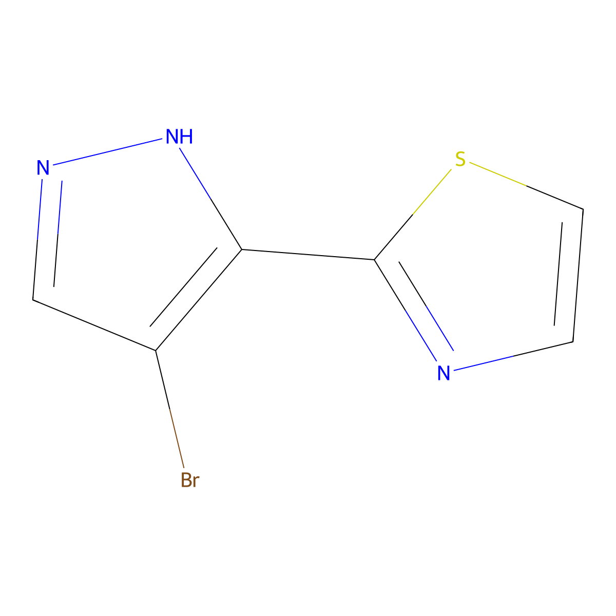 2-(4-bromo-1H-pyrazol-3-yl)-1,3-thiazole molecular structure, CAS 166196-37-8