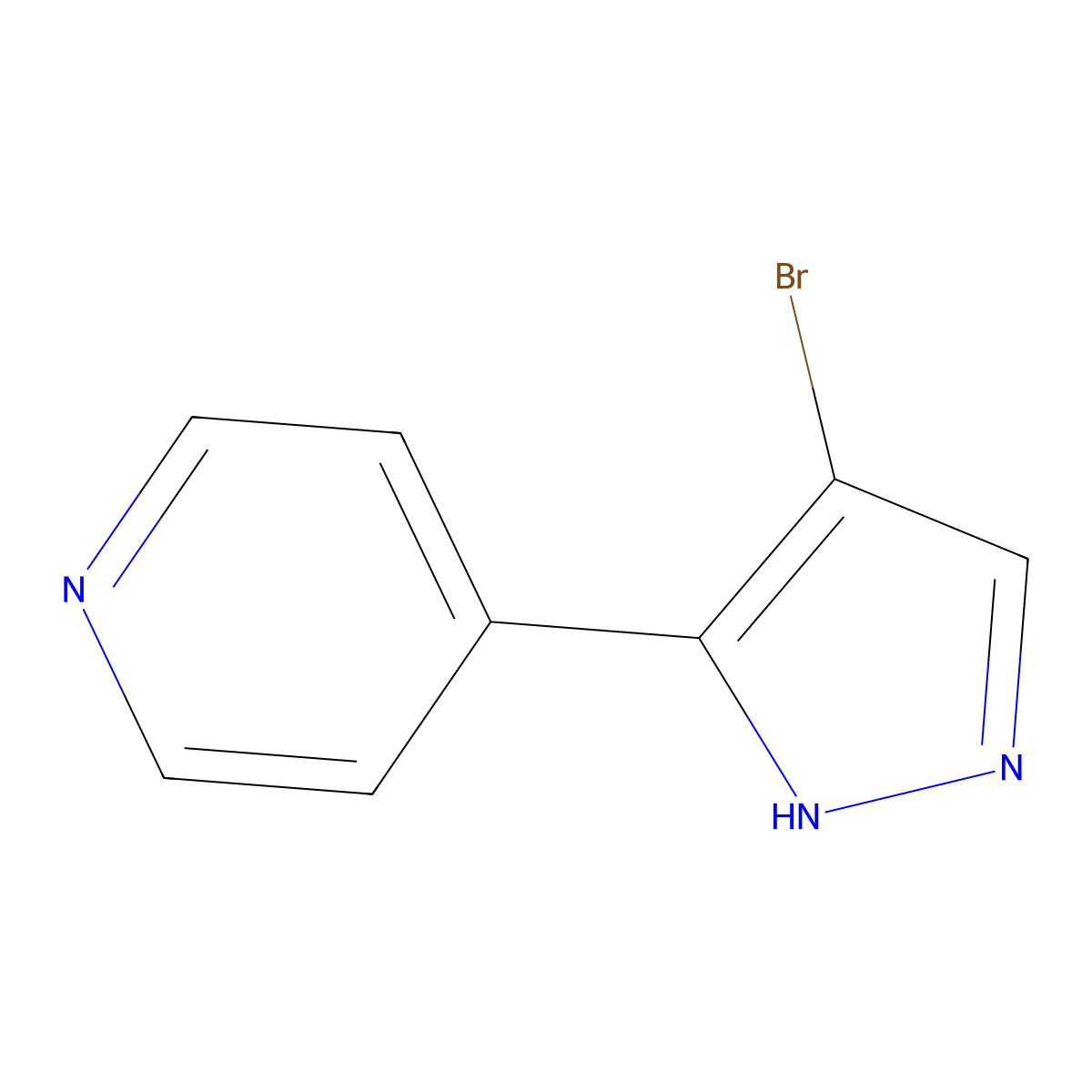 4-(4-Bromo-1H-pyrazol-5-yl)pyridine molecular structure, CAS 166196-54-9
