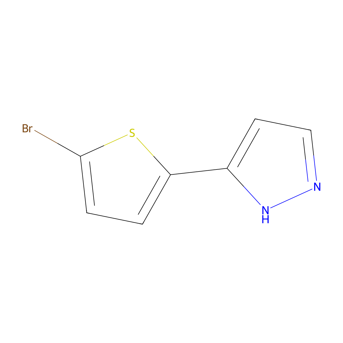 5-(5-bromothiophen-2-yl)-1H-pyrazole molecular structure, CAS 166196-67-4