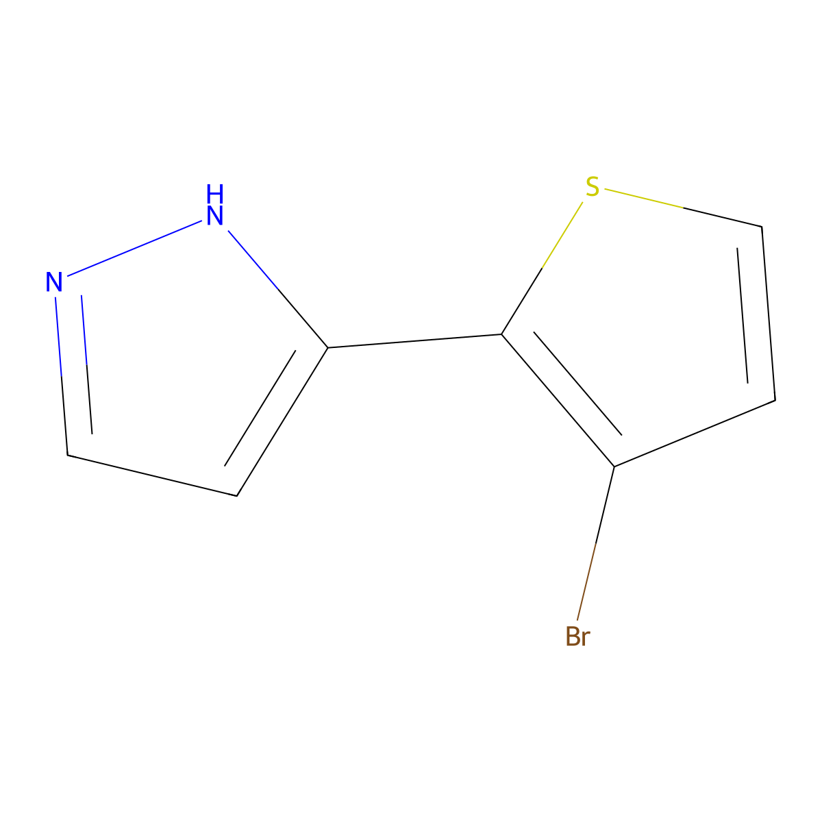 5-(3-bromothiophen-2-yl)-1H-pyrazole molecular structure, CAS 166196-68-5