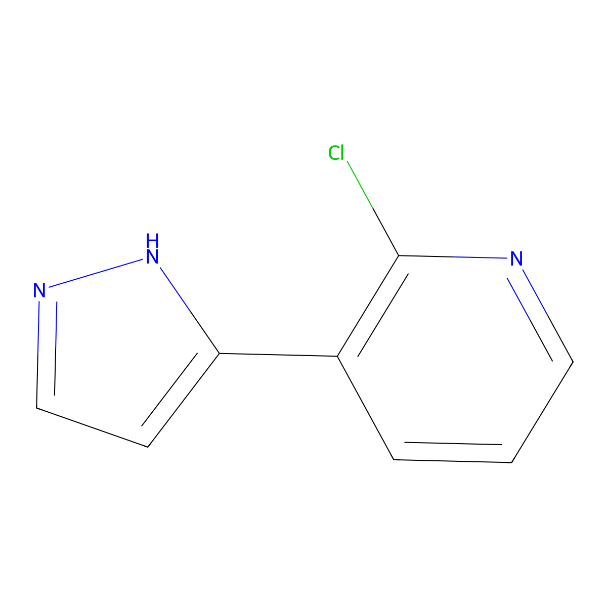 2-chloro-3-(1H-pyrazol-3-yl)pyridine molecular structure, CAS 166196-71-0