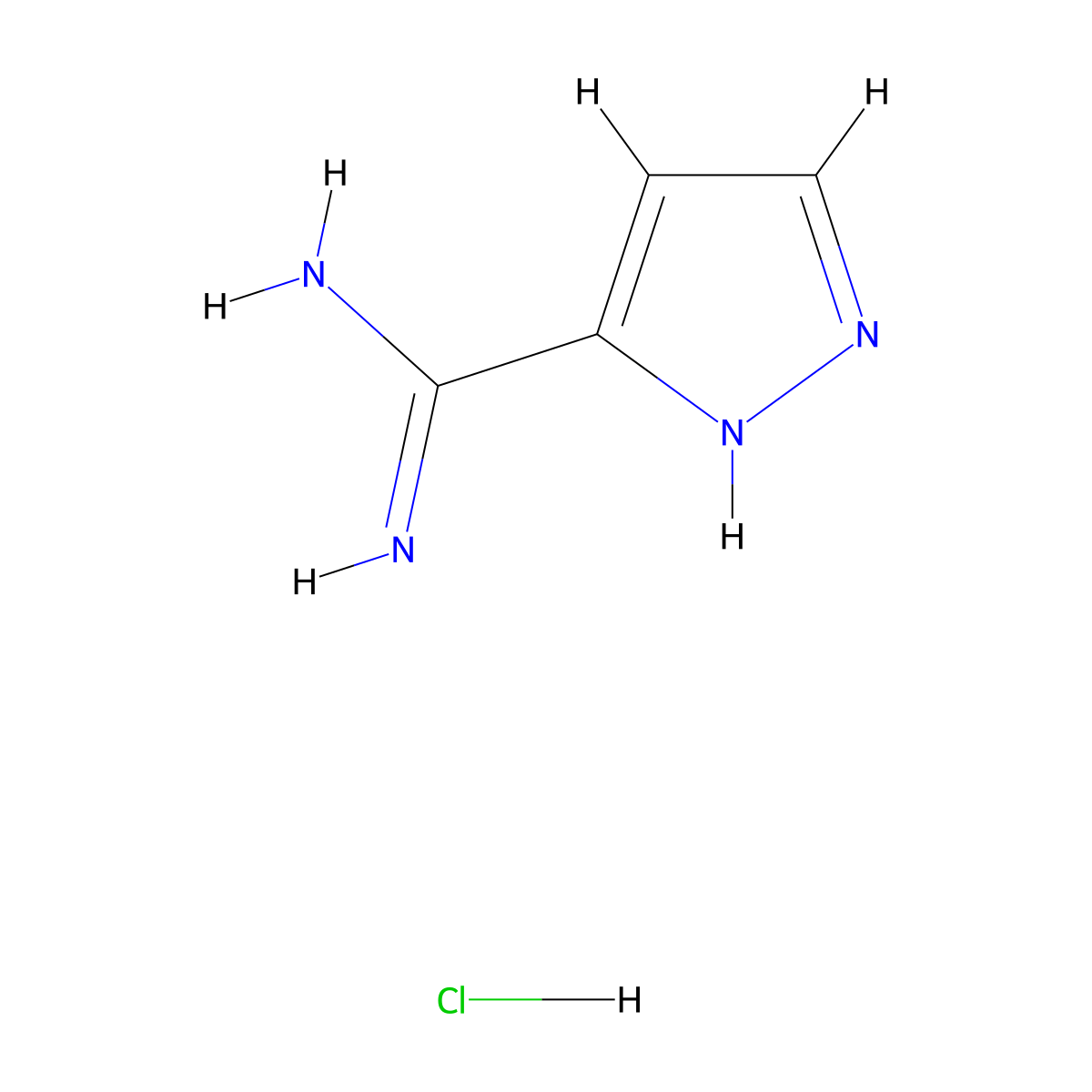 1H-pyrazole-3-carboximidamide hydrochloride molecular structure, CAS 166197-22-4