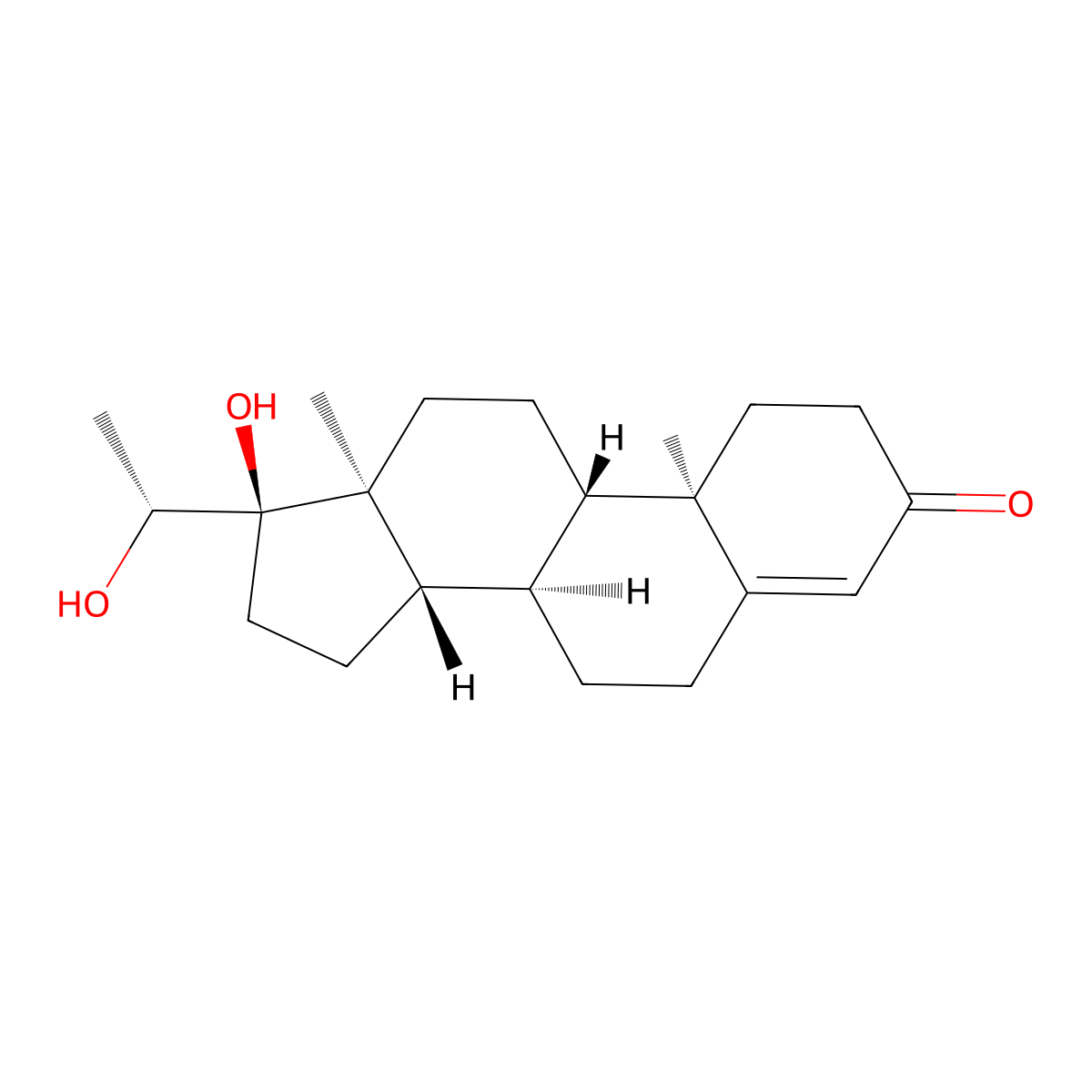 17alpha,20beta-Dihydroxy-4-pregnen-3-one molecular structure, CAS 1662-06-2