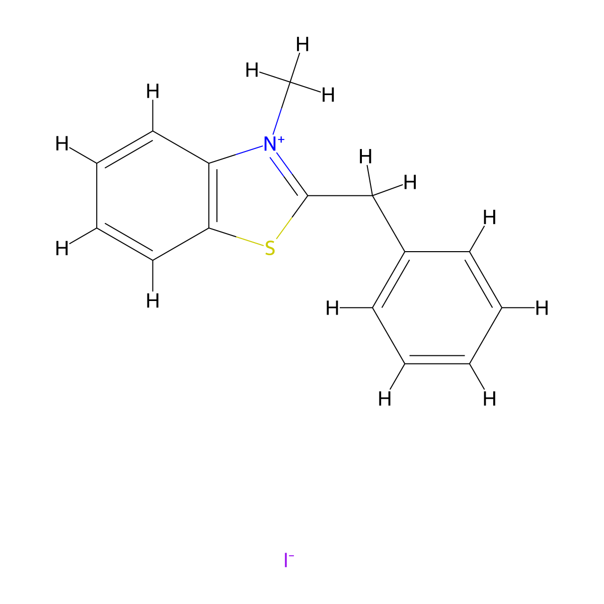2-Benzyl-3-methyl-1,3-benzothiazol-3-ium iodide molecular structure, CAS 16622-21-2