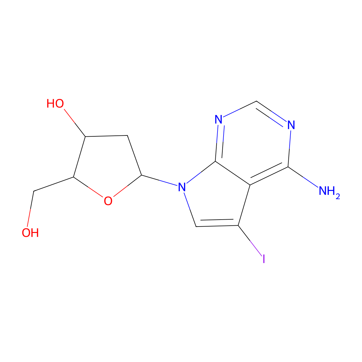 5-Iodo-2'-deoxytubercidin molecular structure, CAS 166247-63-8