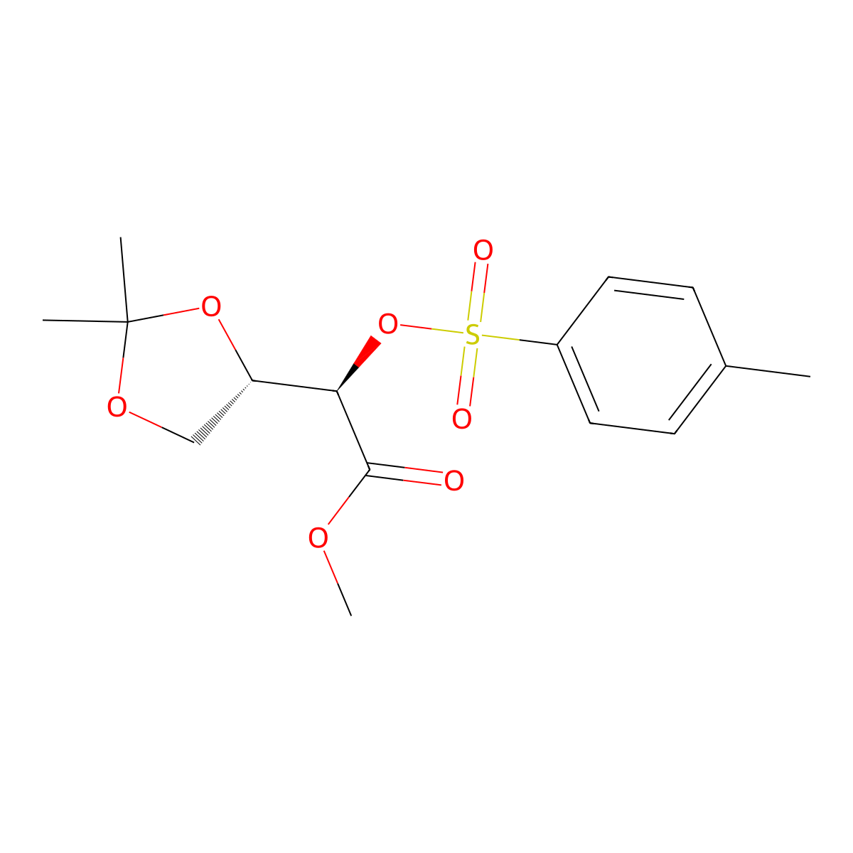 (R)-methyl 2-((S)-2,2-dimethyl-1,3-dioxolan-4-yl)-2-(tosyloxy)acetate molecular structure, CAS 166249-17-8