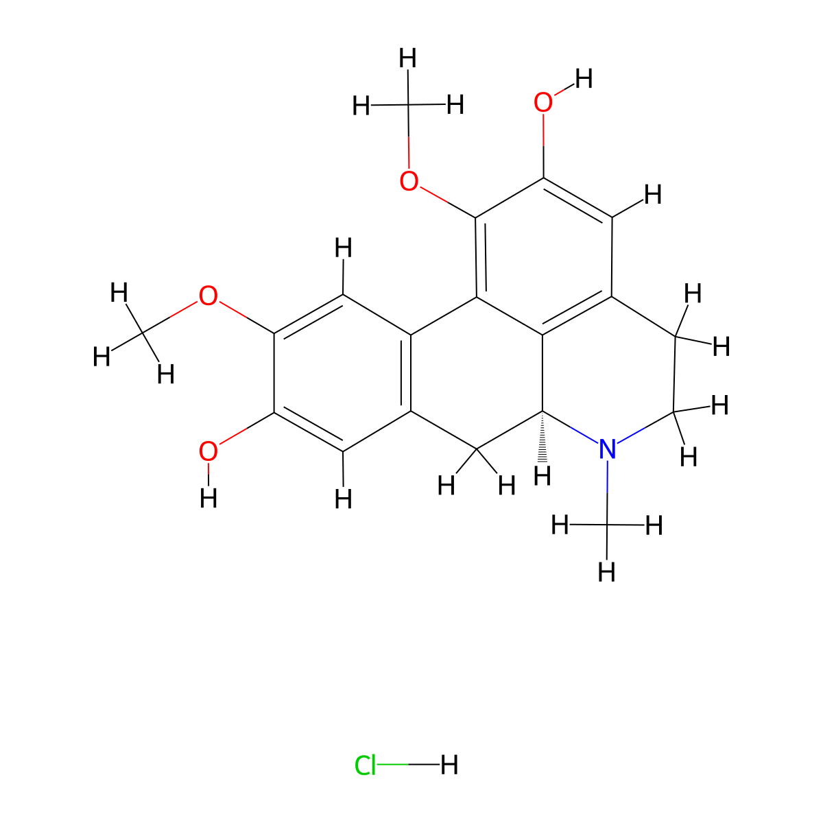 Boldine hydrochloride molecular structure, CAS 16625-69-7