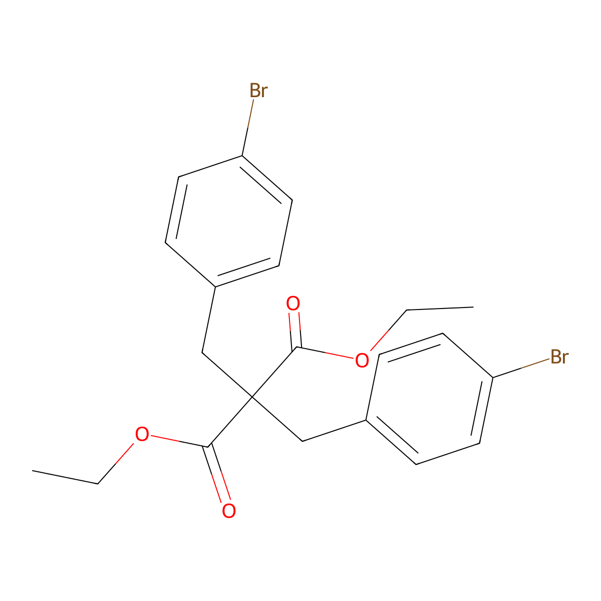 1,3-Diethyl 2,2-bis[(4-bromophenyl)methyl]propanedioate molecular structure, CAS 166251-11-2