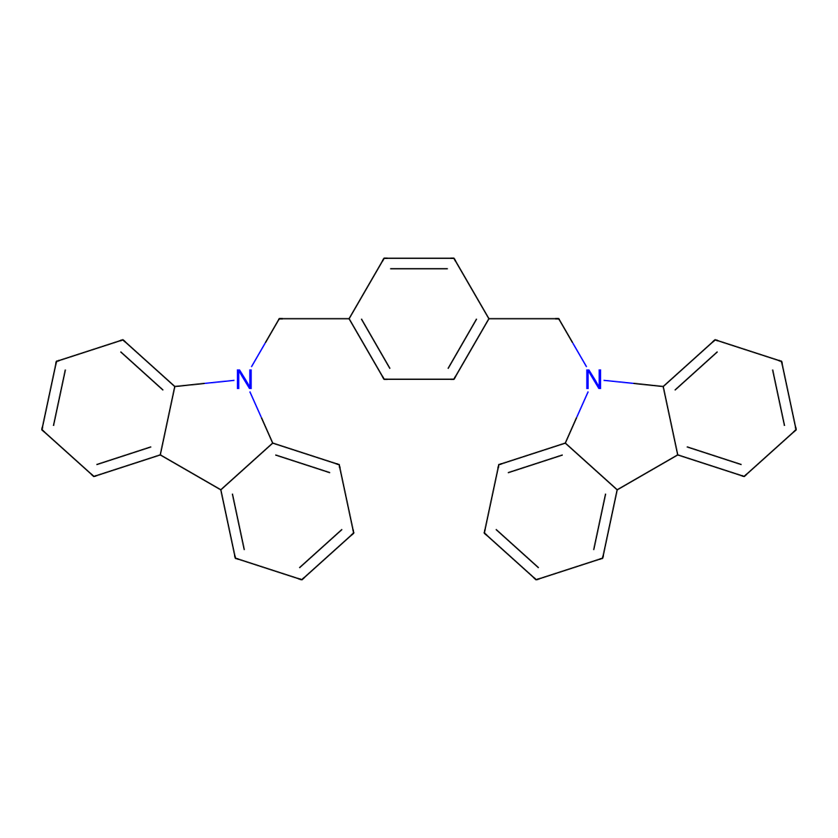 1,4-bis((9H-carbazol-9-yl)methyl)benzene molecular structure, CAS 166256-60-6