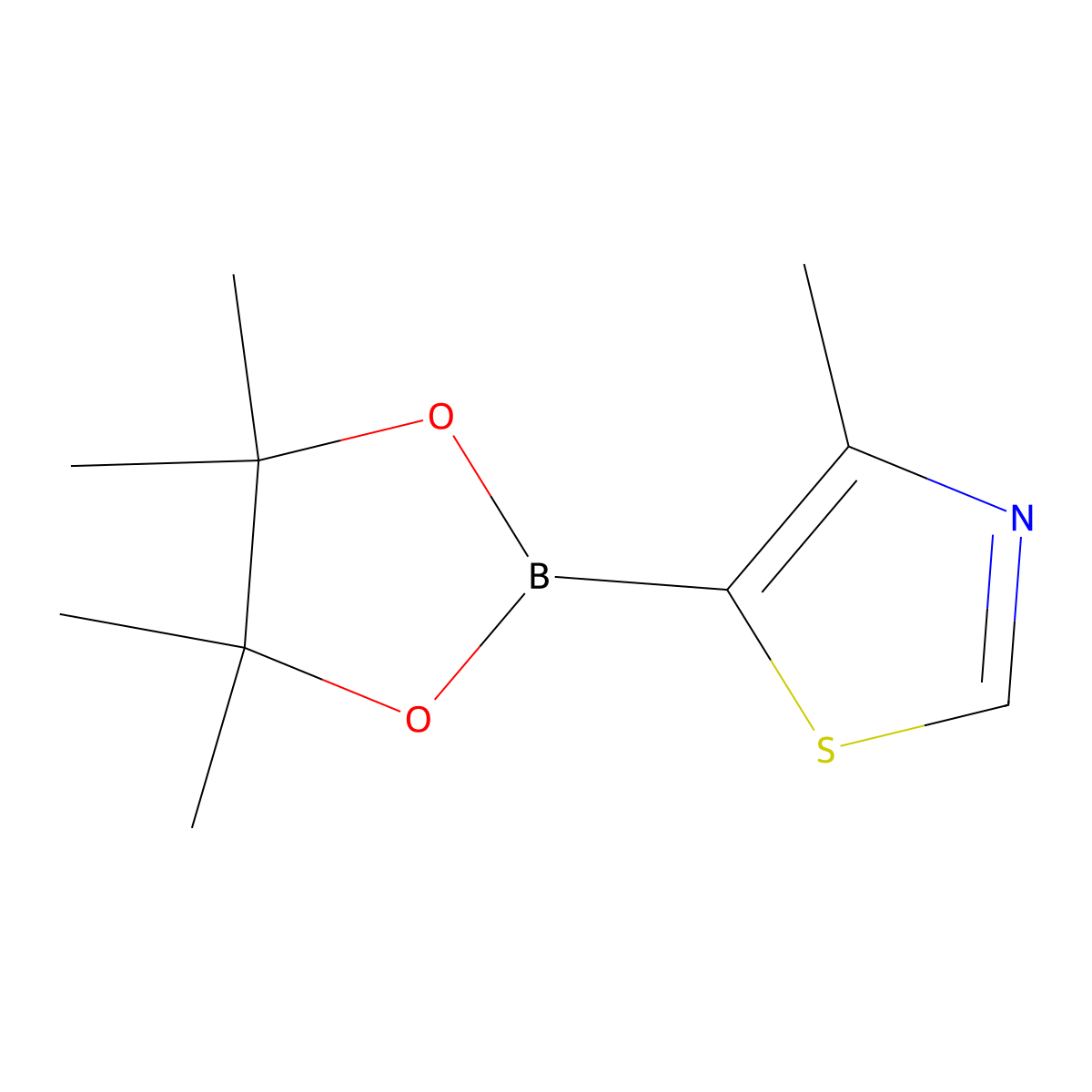 4-Methyl-5-(4,4,5,5-tetramethyl-1,3,2-dioxaborolan-2-yl)-1,3-thiazole molecular structure, CAS 1662682-33-8
