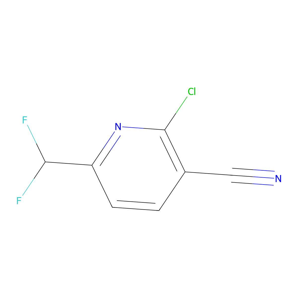 2-Chloro-6-(difluoromethyl)nicotinonitrile molecular structure, CAS 1662687-58-2