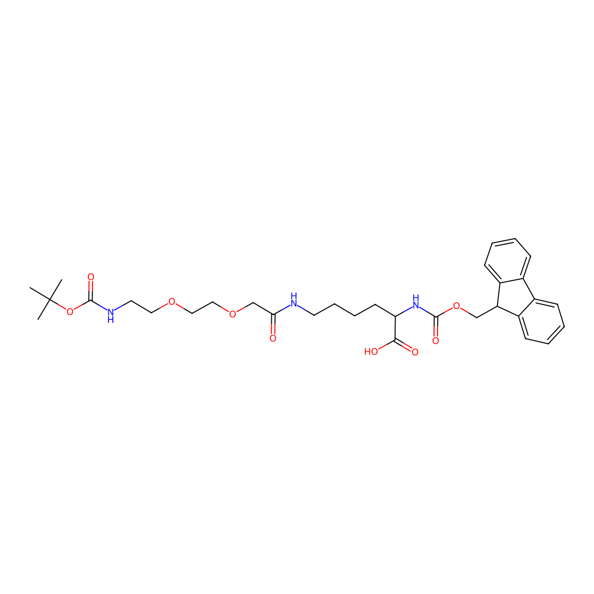 Fmoc-L-Lys(Boc-AEEA)-OH molecular structure, CAS 1662688-16-5