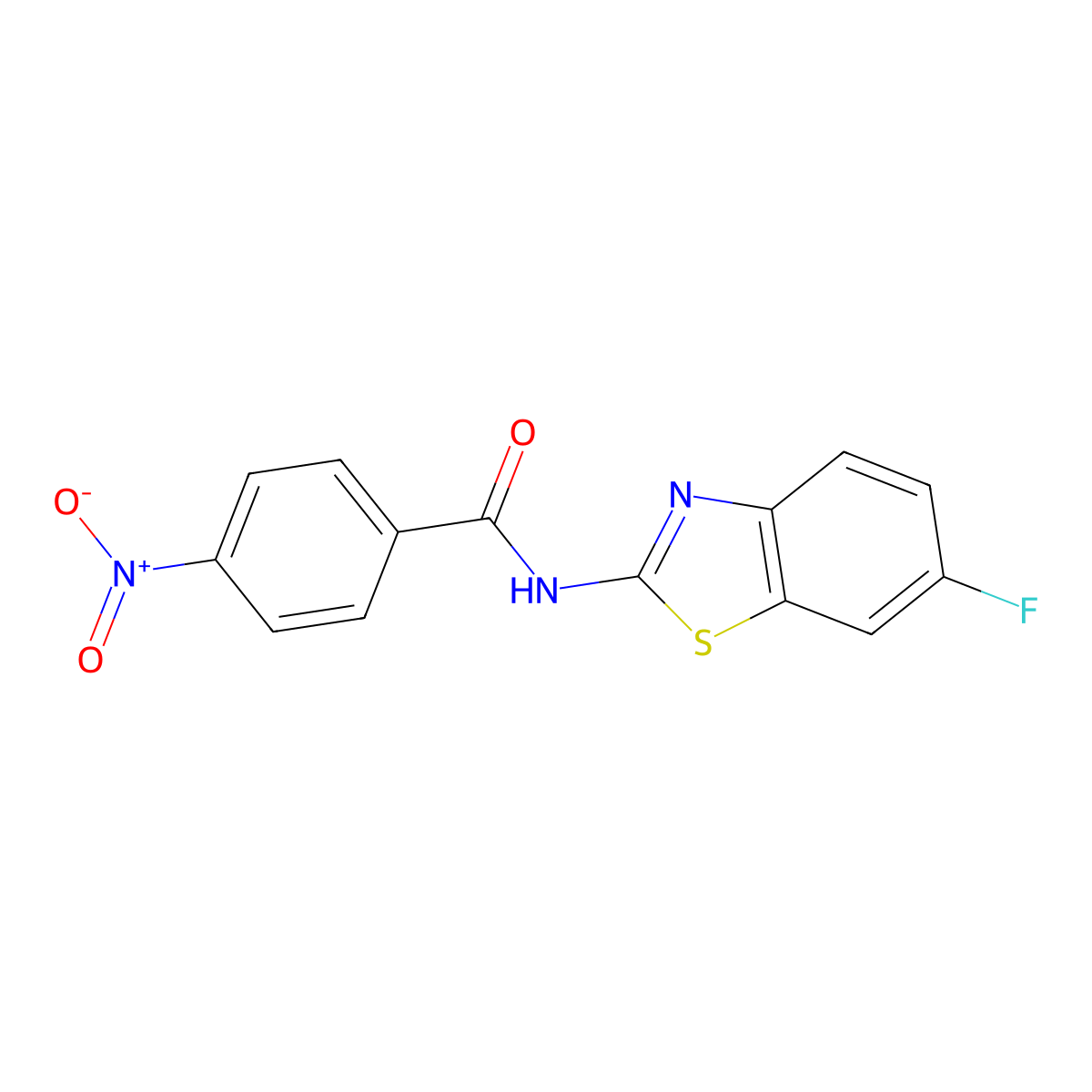 N-(6-fluoro-1,3-benzothiazol-2-yl)-4-nitrobenzamide molecular structure, CAS 16627-80-8