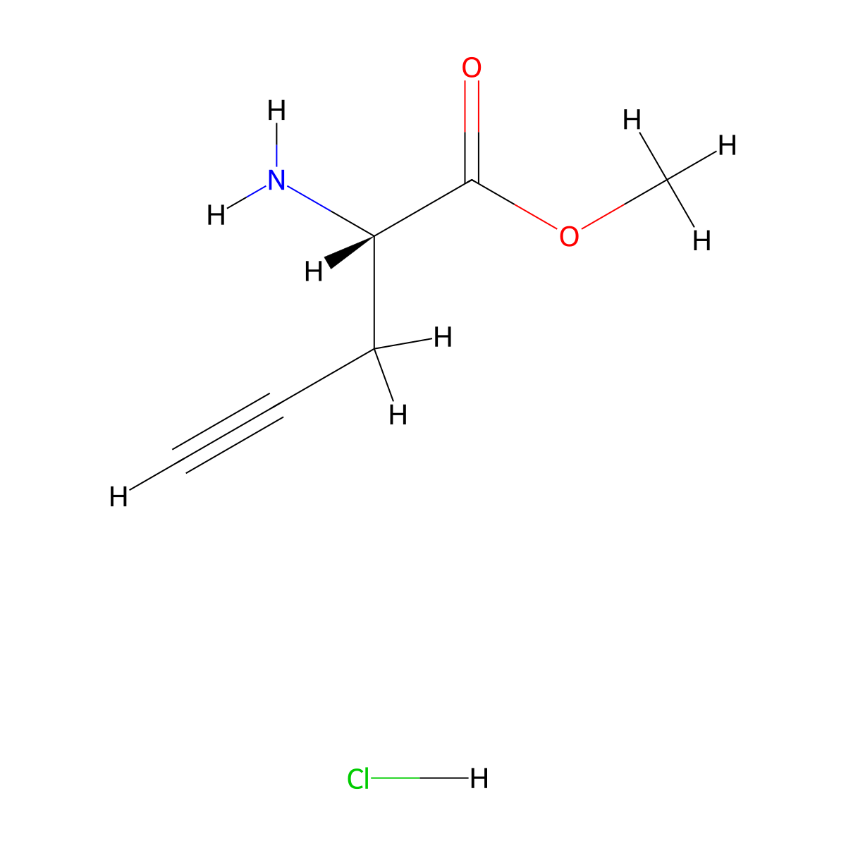 (S)-Methyl 2-aminopent-4-ynoate hydrochloride molecular structure, CAS 166271-28-9