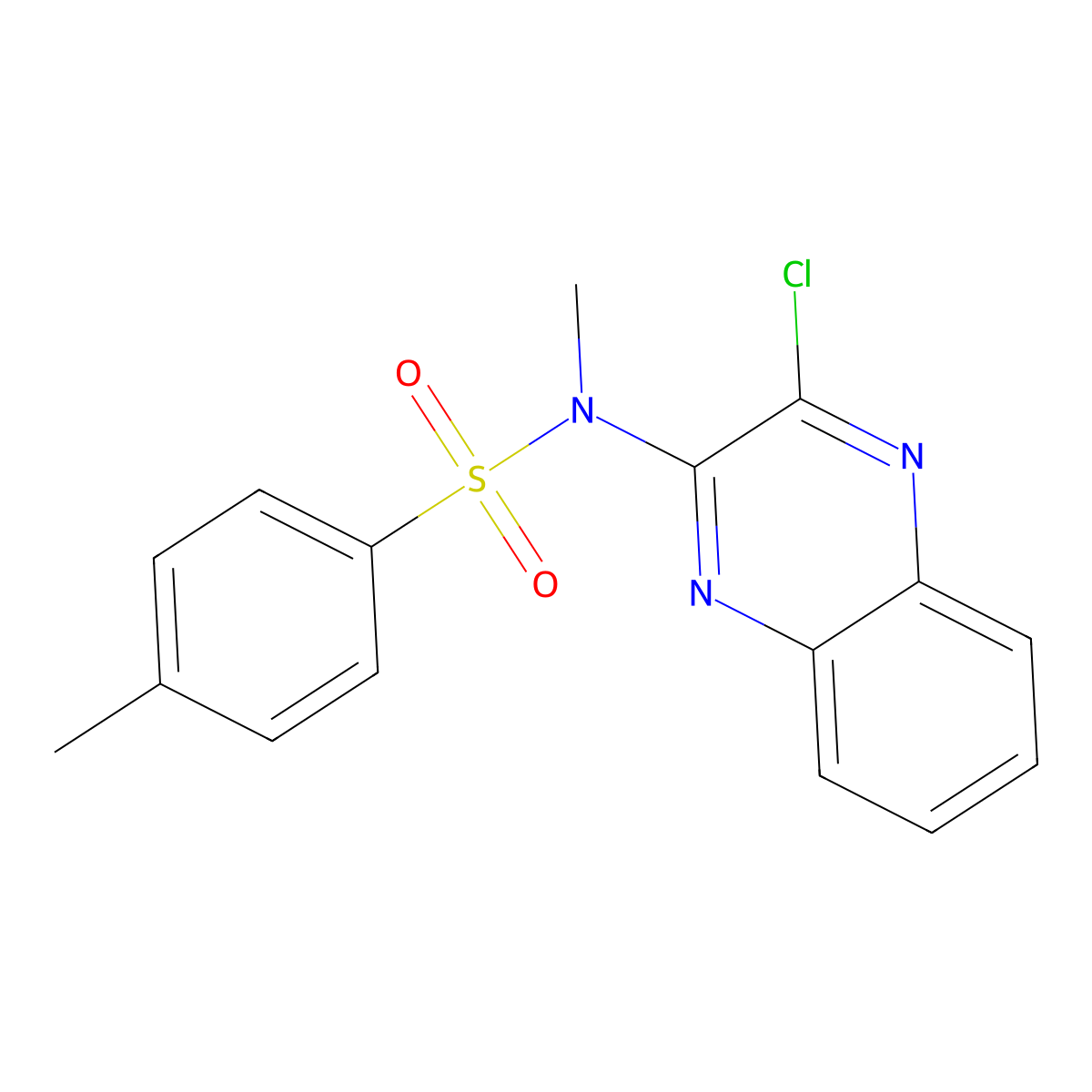 N-(3-chloroquinoxalin-2-yl)-N,4-dimethylbenzene-1-sulfonamide molecular structure, CAS 166271-39-2
