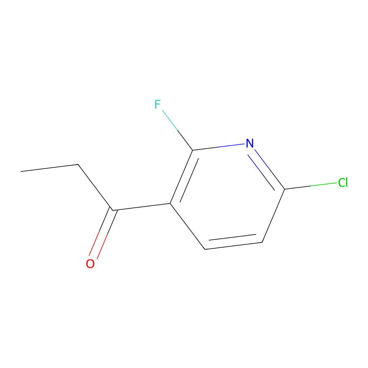 1-(6-Chloro-2-fluoropyridin-3-yl)propan-1-one molecular structure, CAS 1662713-84-9