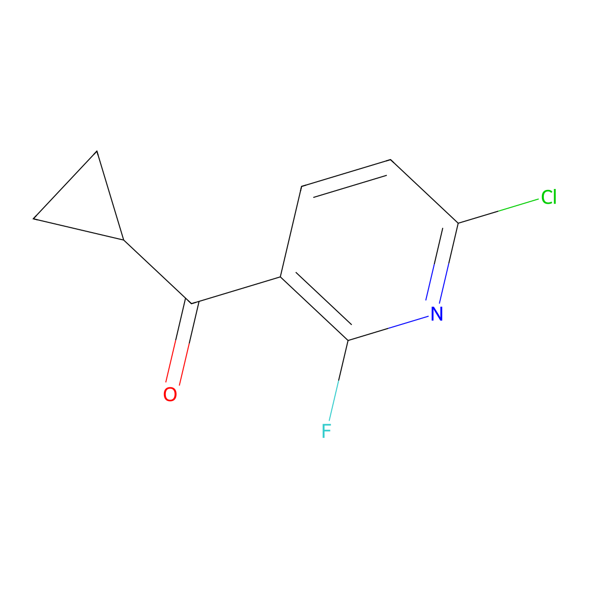(6-Chloro-2-fluoropyridin-3-yl)(cyclopropyl)methanone molecular structure, CAS 1662713-90-7
