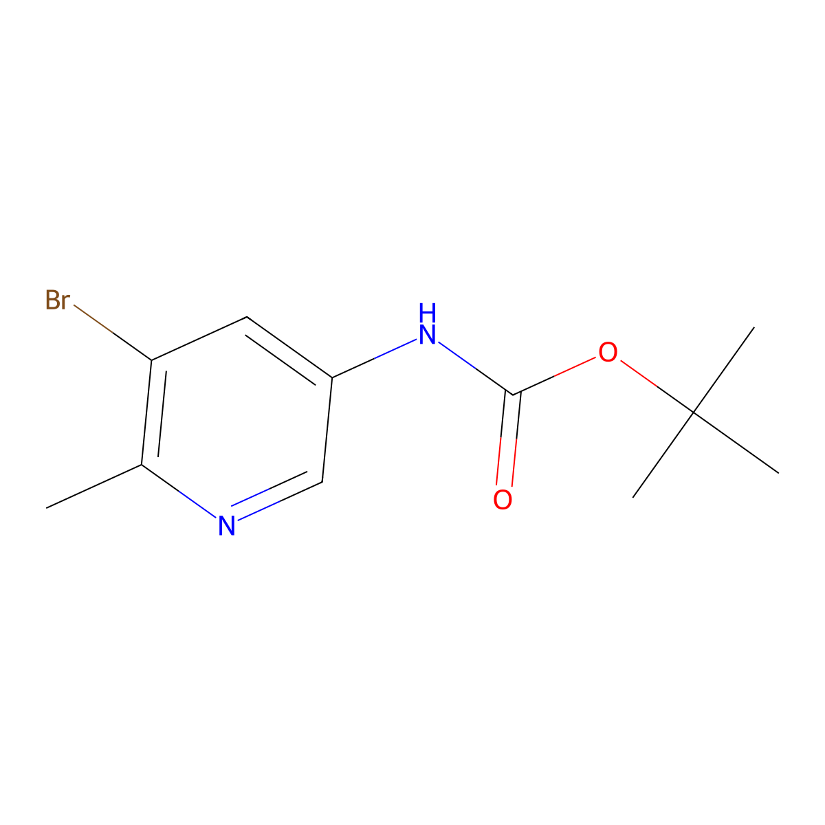 tert-Butyl (5-bromo-6-methylpyridin-3-yl)carbamate molecular structure, CAS 1662714-36-4