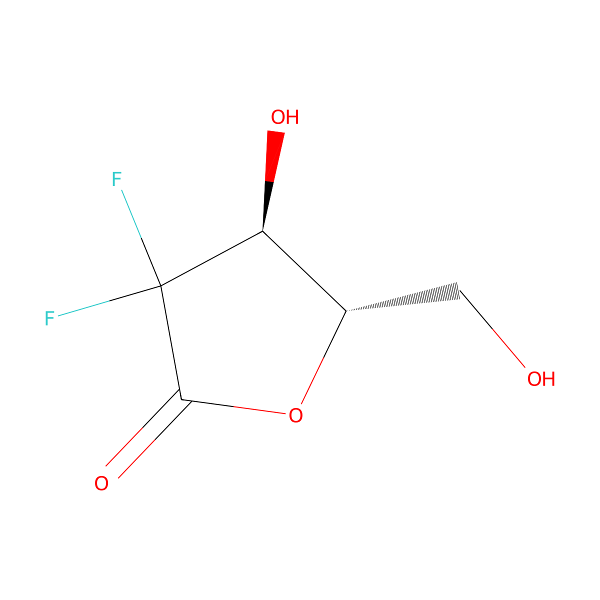 (4S,5S)-3,3-Difluoro-4-hydroxy-5-(hydroxymethyl)dihydrofuran-2(3H)-one molecular structure, CAS 166275-25-8