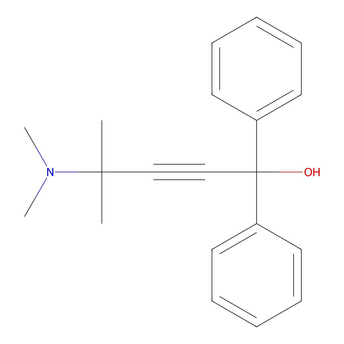 2-Pentyn-1-ol, 4-(dimethylamino)-4-methyl-1,1-diphenyl- molecular structure, CAS 16628-28-7