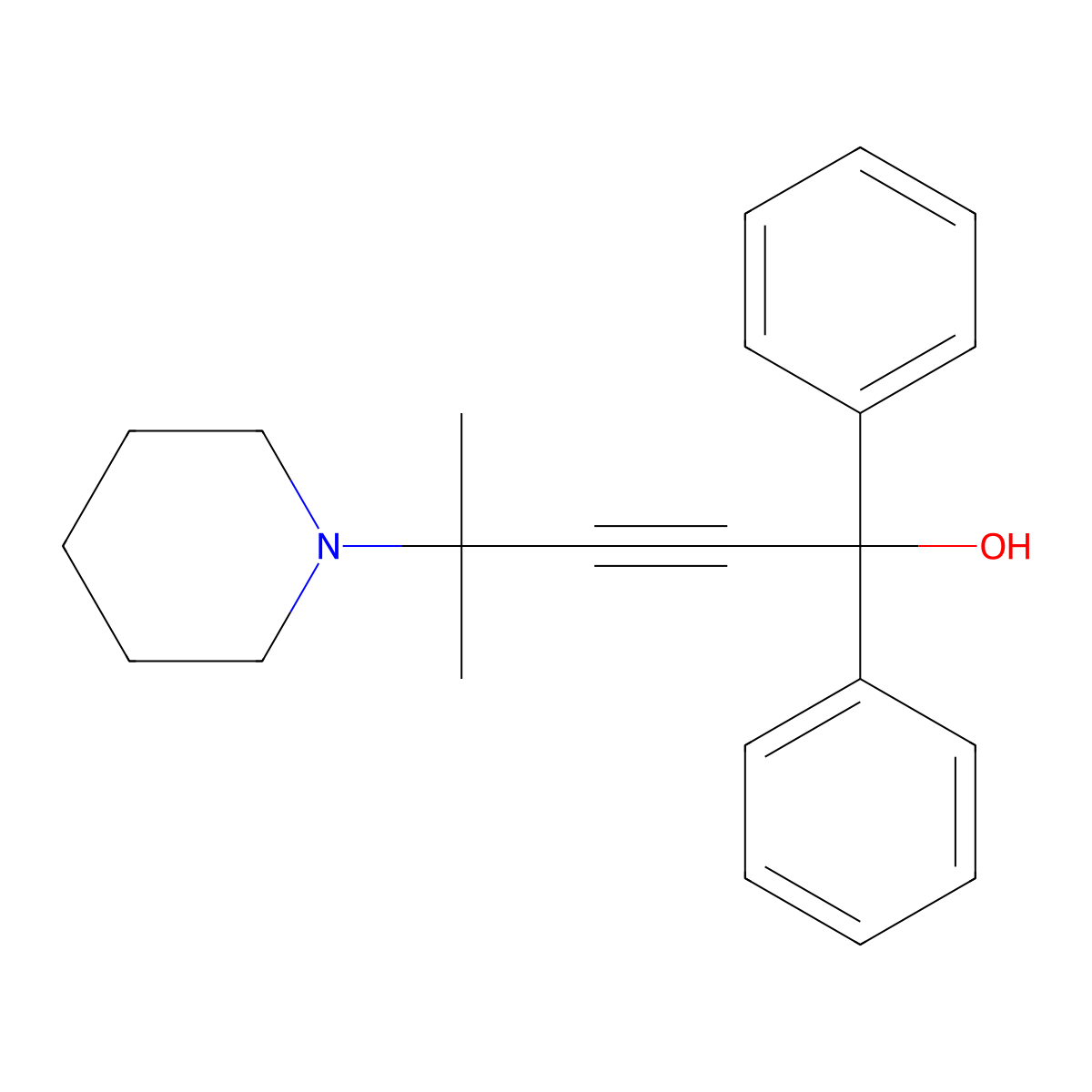 4-Methyl-1,1-diphenyl-4-piperidin-1-ylpent-2-yn-1-ol molecular structure, CAS 16628-34-5
